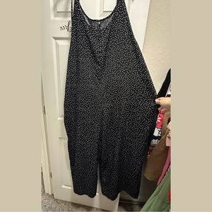 Plus size black and white polka dots jumpsuit